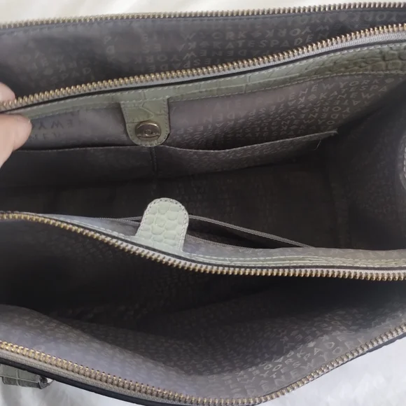 Kate Spade Gray Crocodile-Embossed Shoulder Bag - Picture 5 of 14